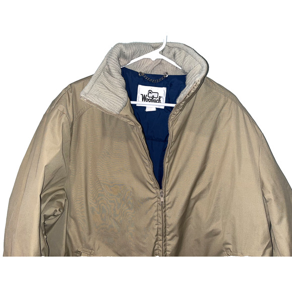 Woolrich Vintage Chore Jacket 2XL Tan Blue Nylon Lining Knit USA Made - Picture 2 of 7